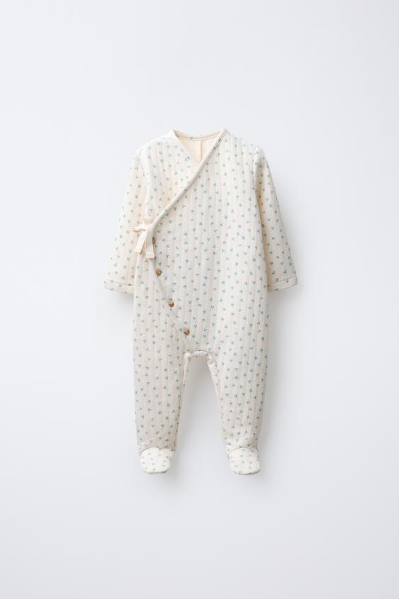 플라워 패딩 베이비 롬퍼