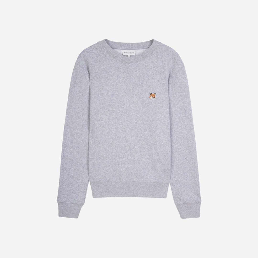 Maison Kitsune Fox Head Patch Regular Sweatshirt Light Grey Melange