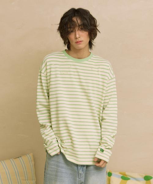 스트라이프 멀티 롱슬리브 티셔츠 민트
