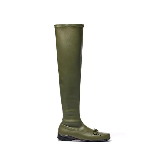 THIGH HIGH BALLET BOOTS, KHAKI