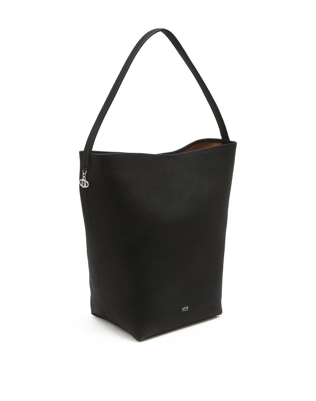 BLACK LEATHER PANIER BUCKET BAG XL