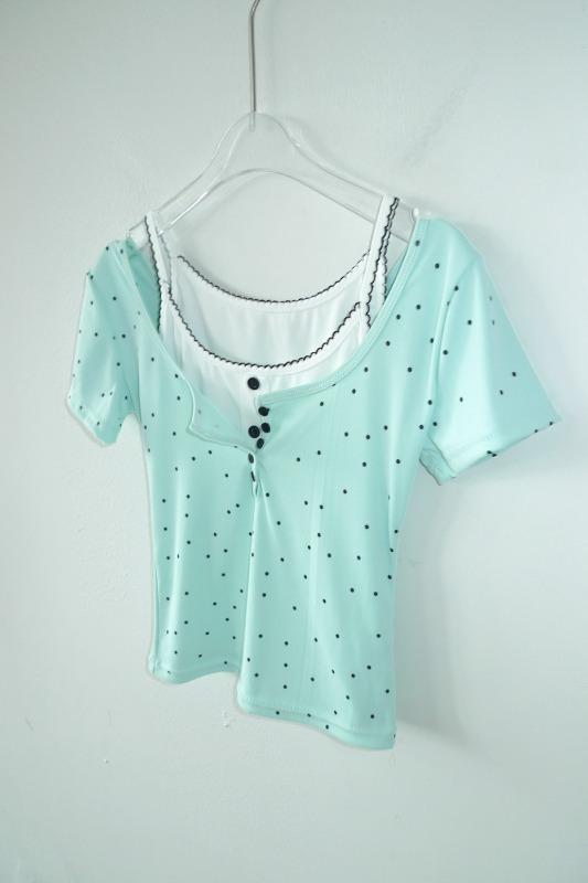 히피디피 mint dot layer tee