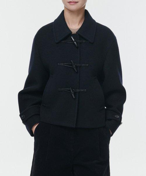 우먼즈 울 블렌드 더플 쇼트 코트 [네이비]