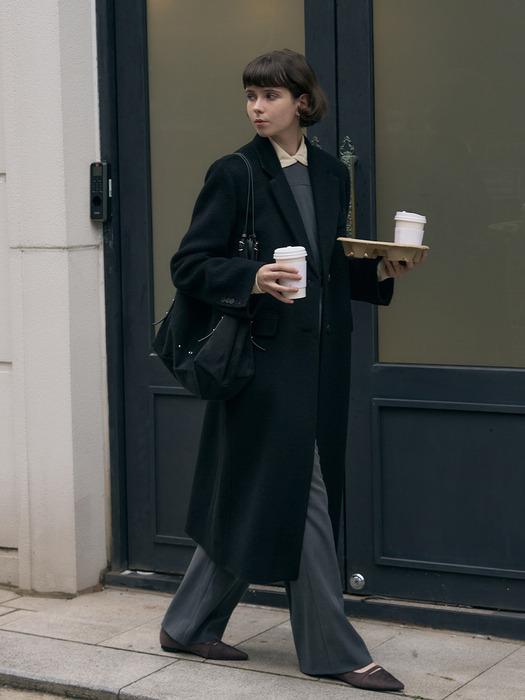 래빗 앙고라 울 핸드메이드 싱글 롱 코트 [2COLORS]