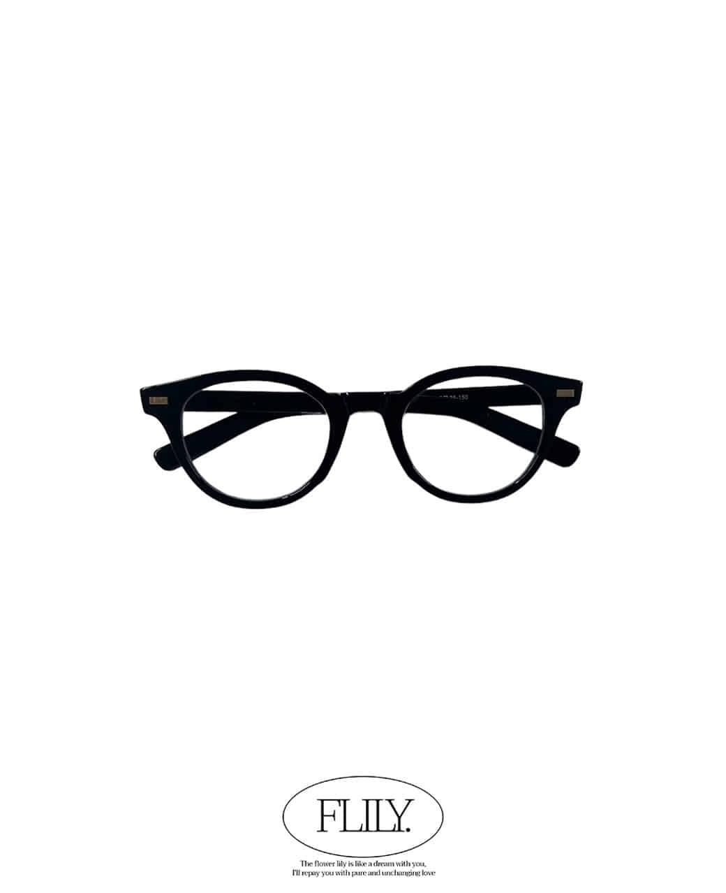 Round Horn Frame Glasses (Black) (당일배송)