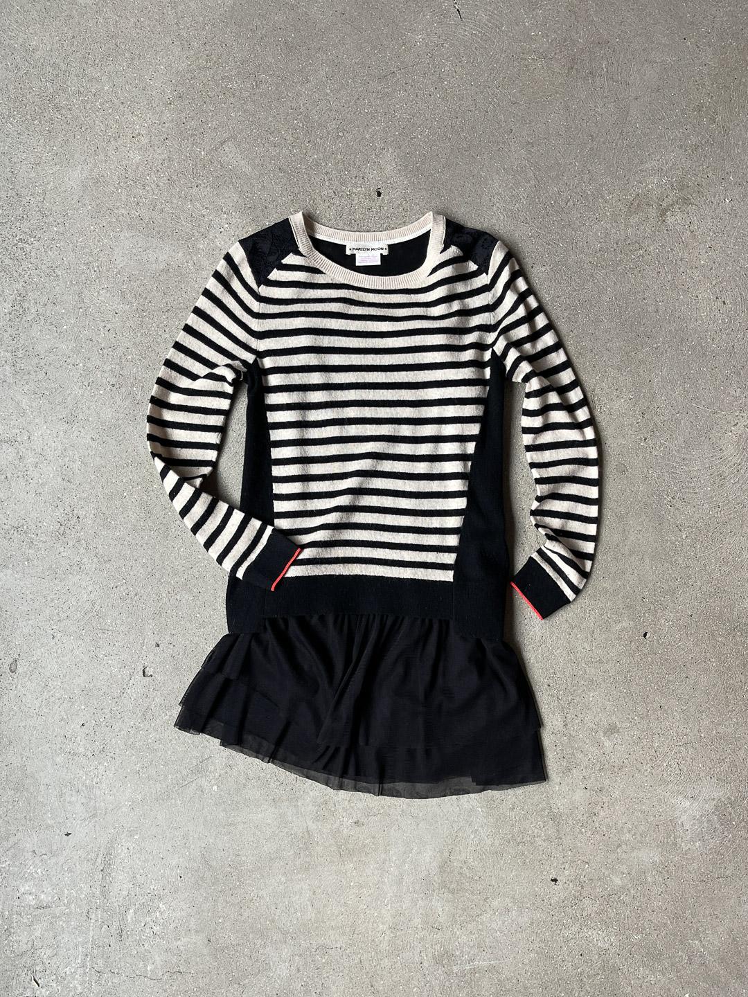 Floral Crochet Stripe Knit S0929