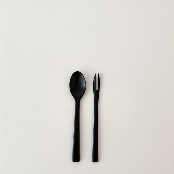 black wooden dessert cutlery