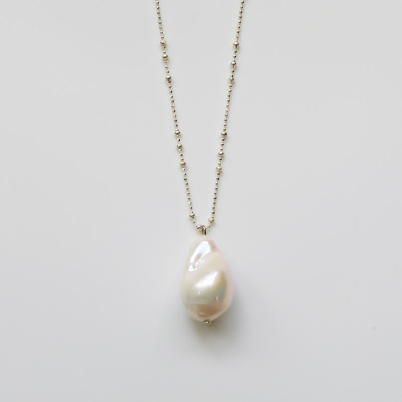 [Silver925] Big Baroque Pearl Long Necklace