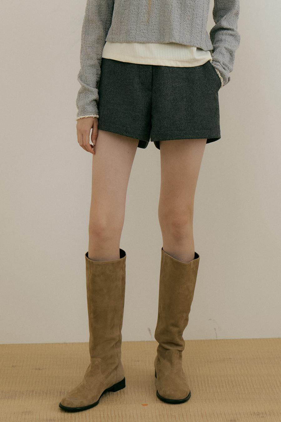 WOOL BANDING SHORT PANTS - GRAY