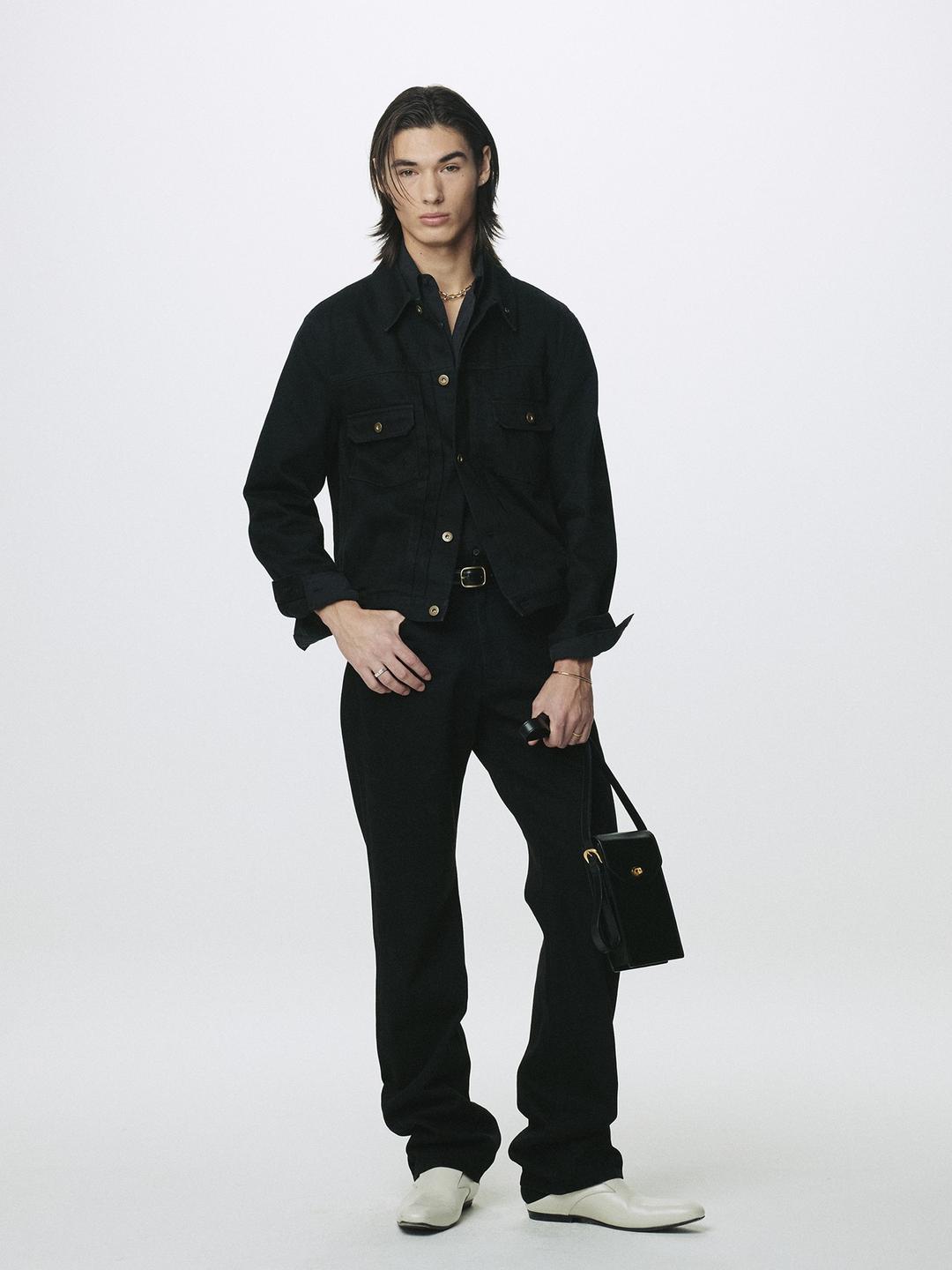 SLIM STRAIGHT DENIM JEANS_ BLACK