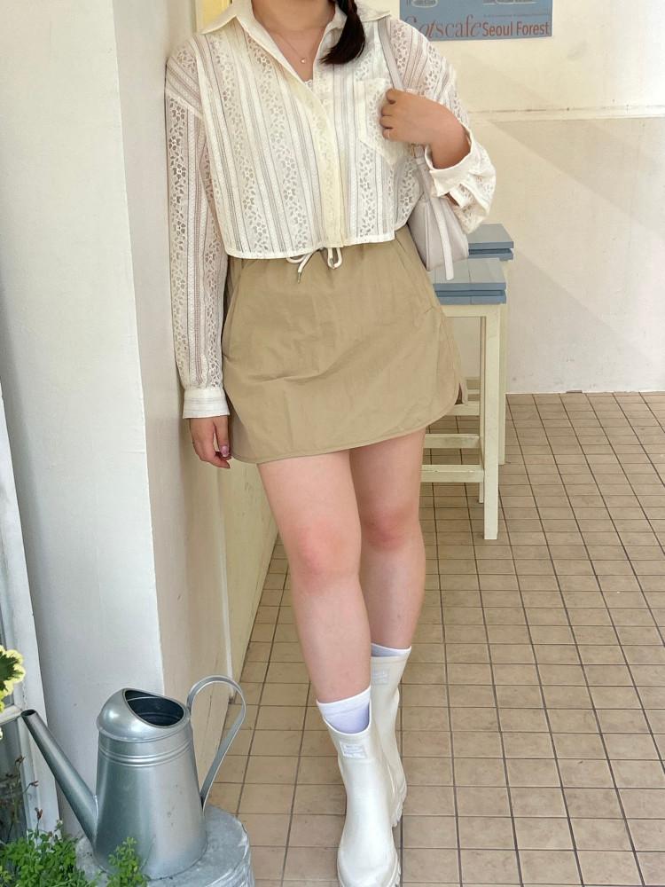 [완전강추/바지안감] 스트링 썸머 A라인 밴딩 미니 스커트 3color