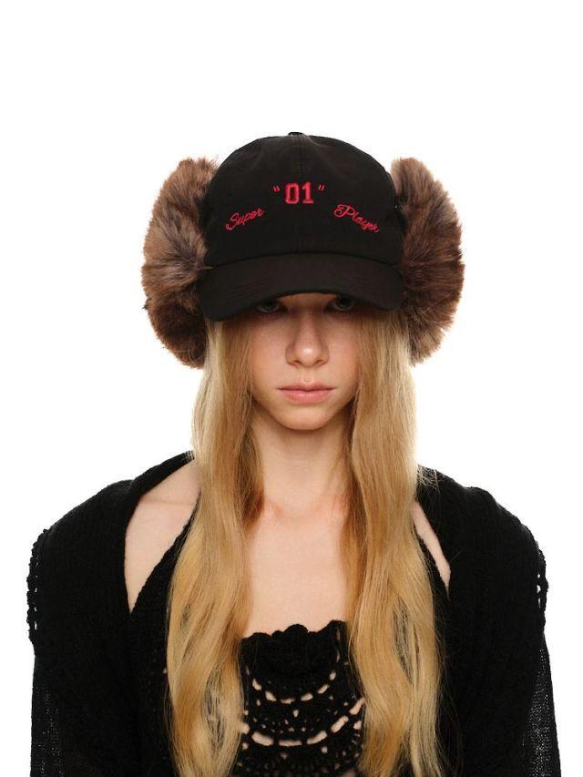 1JINN STUDIO Embroidered Furry Baseball Cap (6colors)