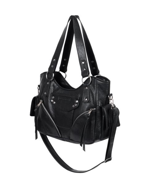 Studded Leather Shoulder Bag (Black)