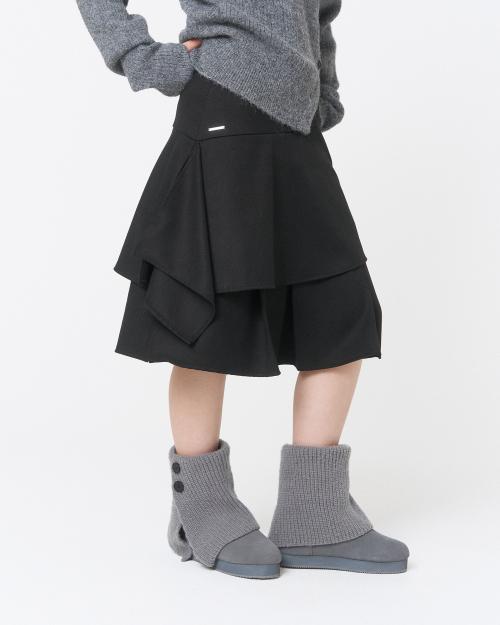 Sei layered midi Skirt BLACK