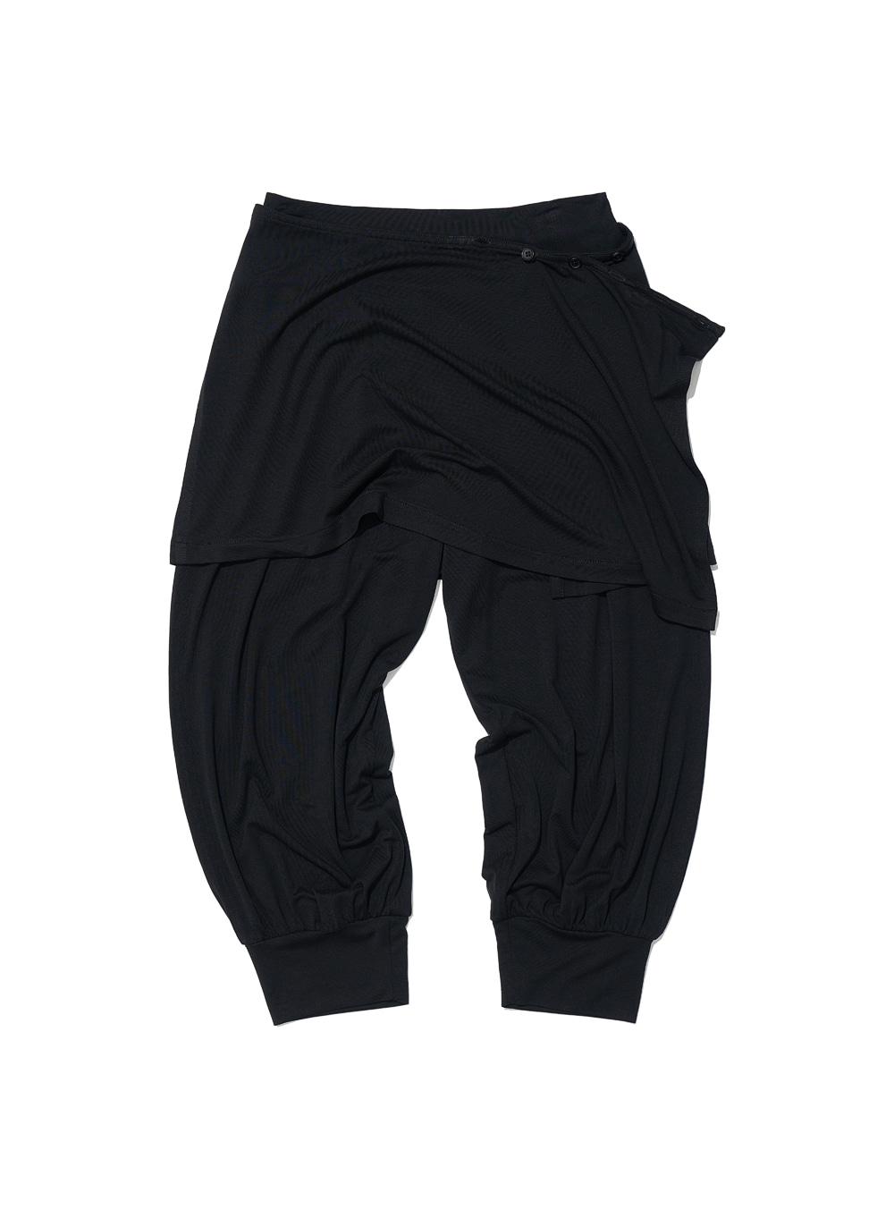 [WOMEN] PWC DETACHABLE WRAP SKIRT HAREM MIDI PANTS_BLACK