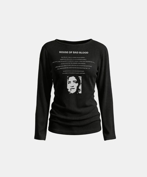 H.B.B. Waffle Boat Neck T-Shirt – Black
