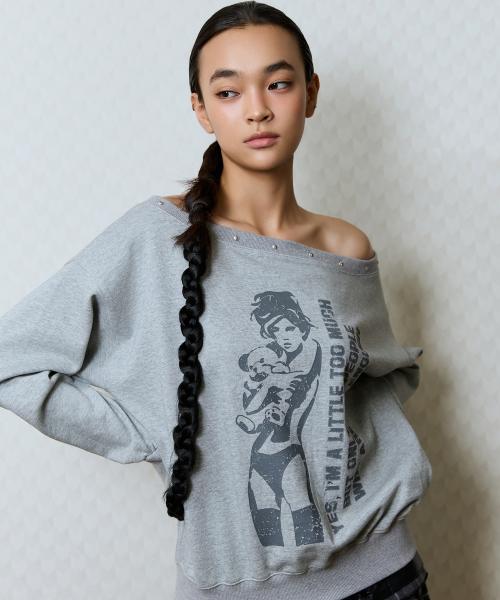 GT ONE SHOULDER SWEATSHIRT(GRAY)