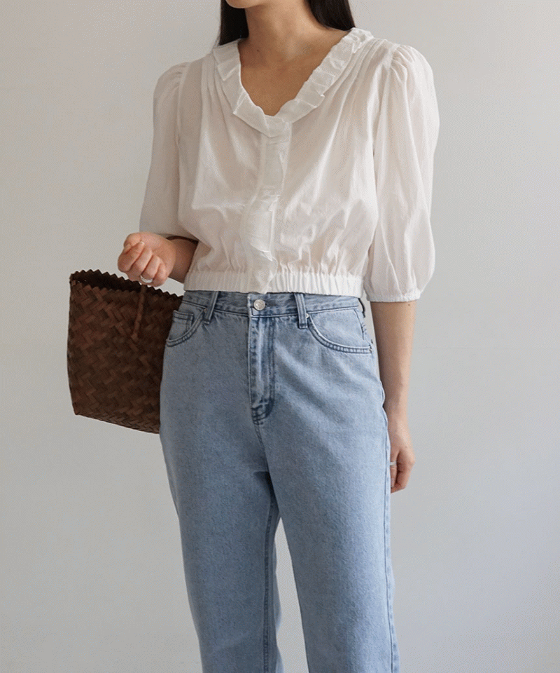 밀크 프릴 코튼 블라우스