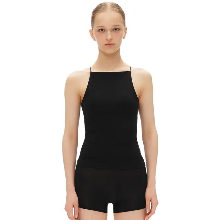 hoopoe halterneck top built-in bra_onyx black