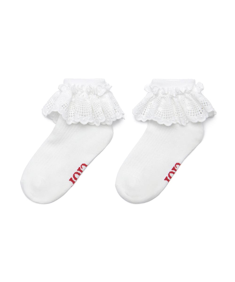 FRILLY LACE SHORT SOCKS - WHITE