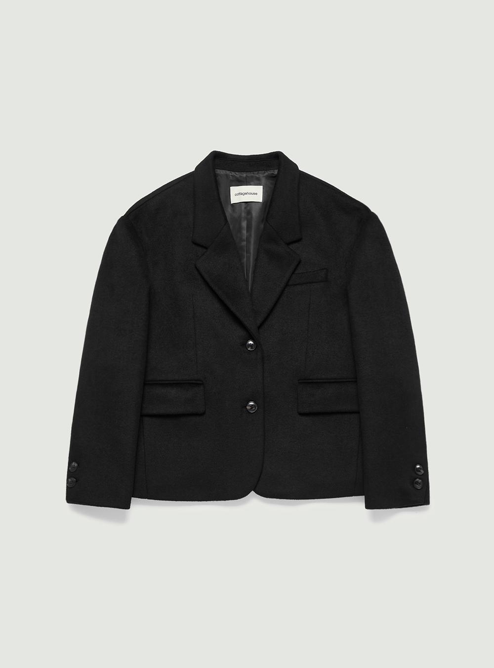 Wool classic blazer half coat. Black