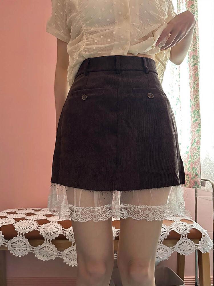 사토미라디오 Corduroy lace skirt