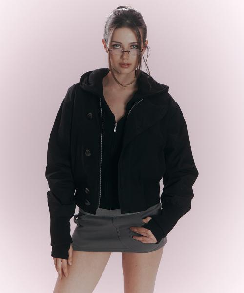 Sena High Neck Button Jacket (Black)