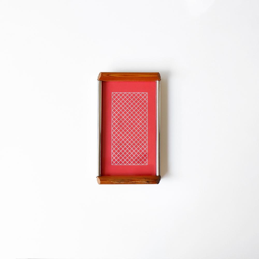 1960s DDR Red Glass And Wood Tray