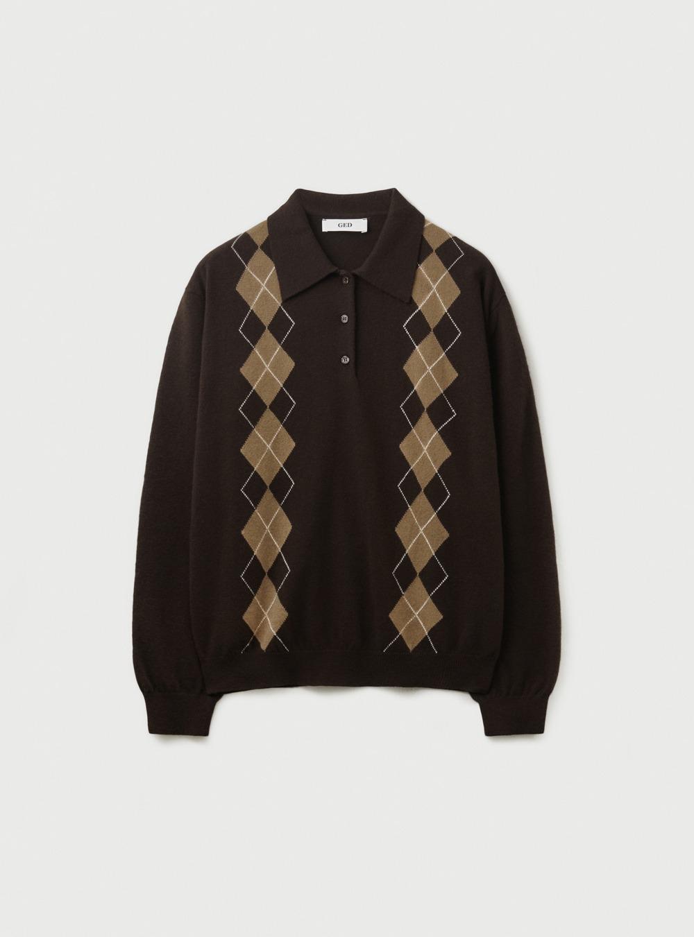 ARGYLE COLLAR KNIT - BROWN