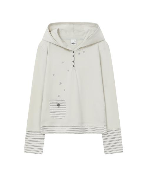 레이어드 포켓 후드 티셔츠 [민트]