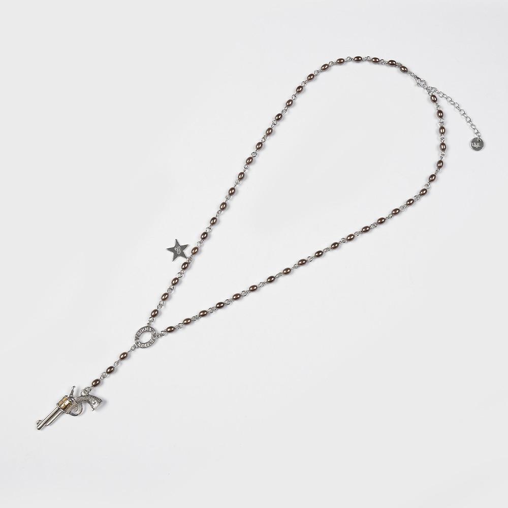 REVOLVER BEADS NECKLACE (SILVER&GREY)