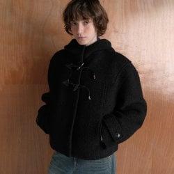 Boucle Duffel Half Coat Jacket in Black VW5WJ241-10