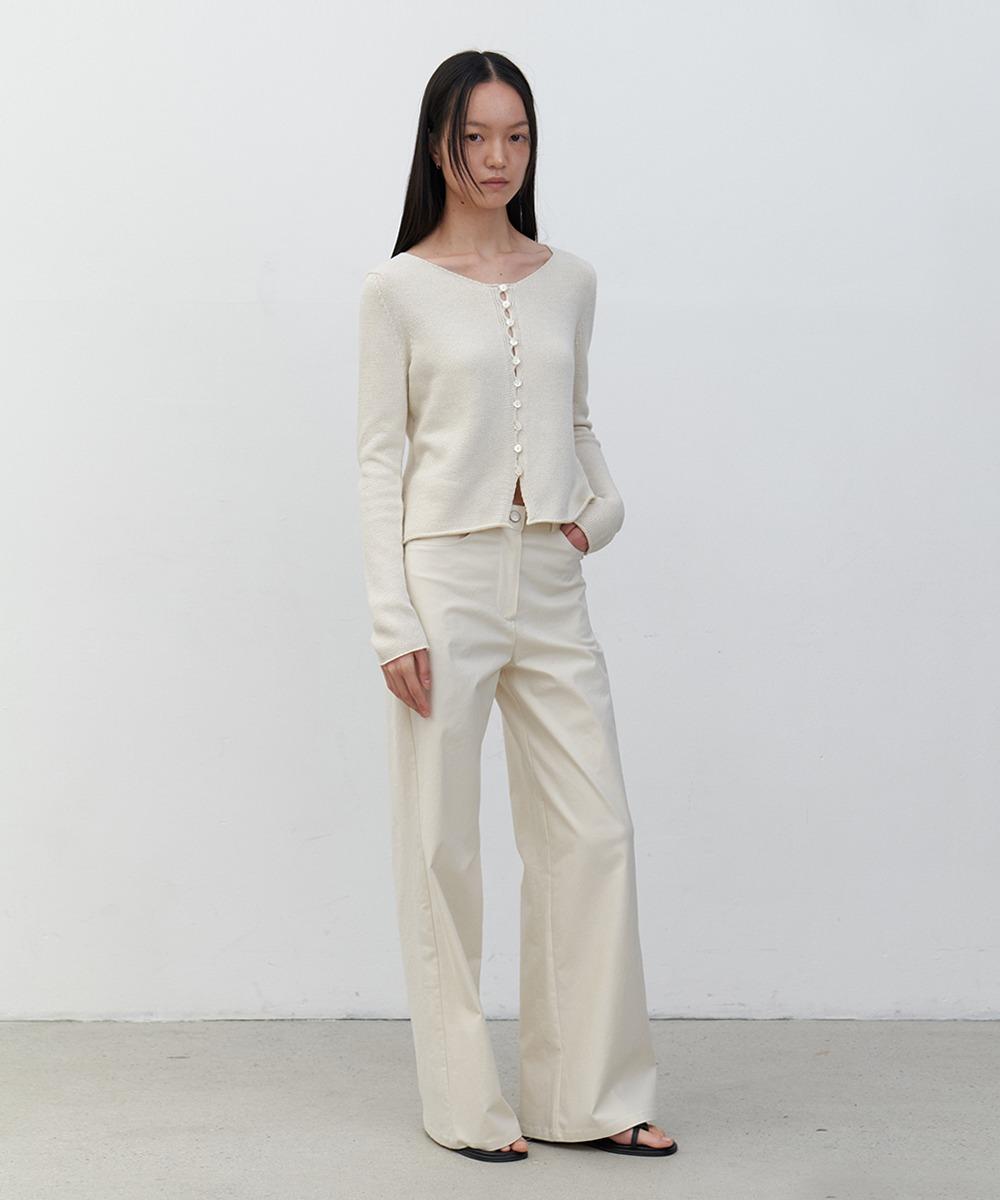 Crop knit cardigan _ beige