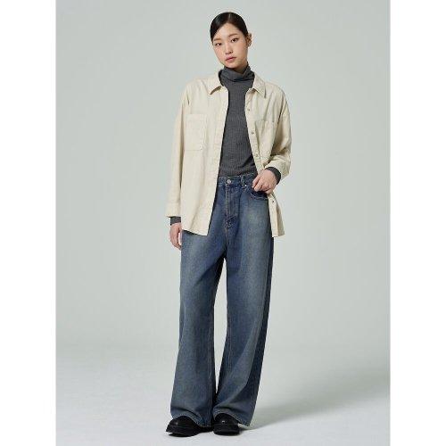 중기모 워싱 롱 와이드 데님팬츠  블루 (323X21NP3P)