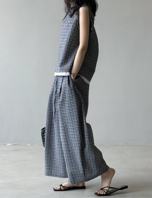 디에 아방 프레쉬 체크탑&팬츠 세트