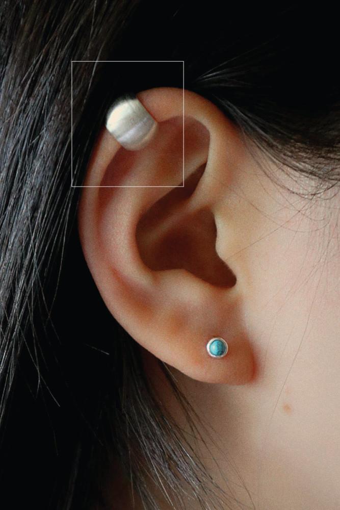 925silver 허그 귓바퀴 이어커프 귀찌 1ea (유광/무광) - 무드크로키