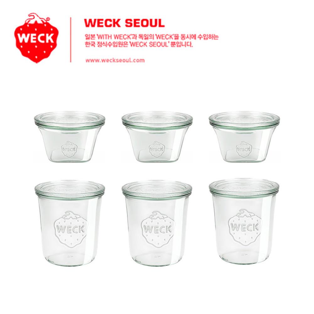 WECK 웩서울 몰드 580mL WE742 + 콰드로 290mL WE768 6개 세트