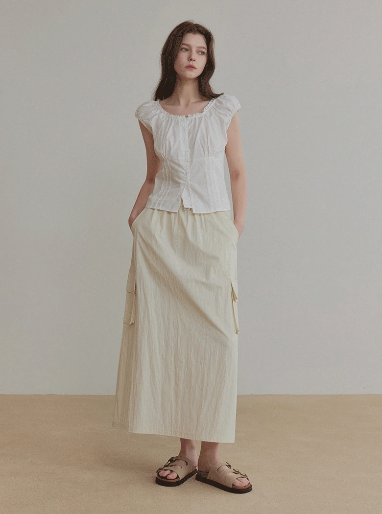 일로디 밴딩 카고 롱 스커트