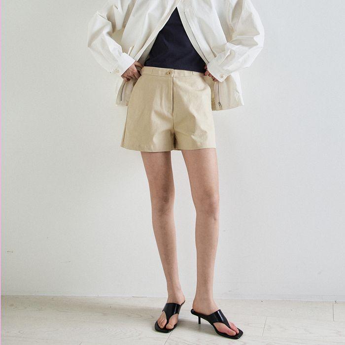 [2차]Buckle shorts pants (Beige)
