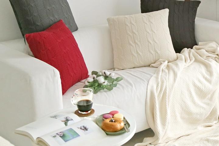 프리미엄 트위스트 코튼 니트 쿠션 커버 (5color)