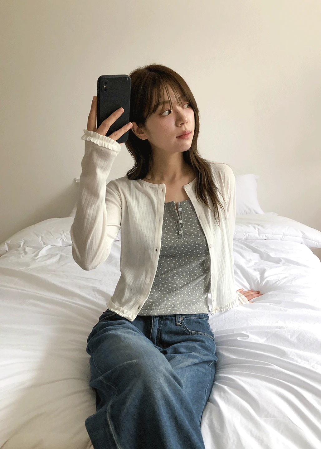FRILL PUNCHING CARDIGAN
