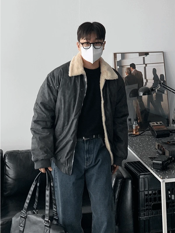 [가방무료증정]  크랙 레더 무스탕 자켓 - 레더백 무료증정