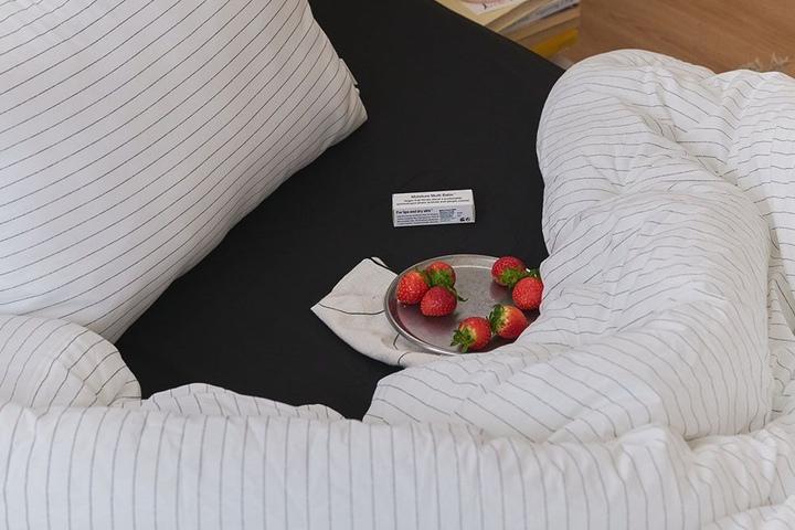 순면 60수 클로버 핀 스트라이프 차렵이불세트 SS/Q