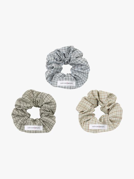 [3EA 1SET] MORI COTTAGE CHECK SCRUNCHIE_MIX