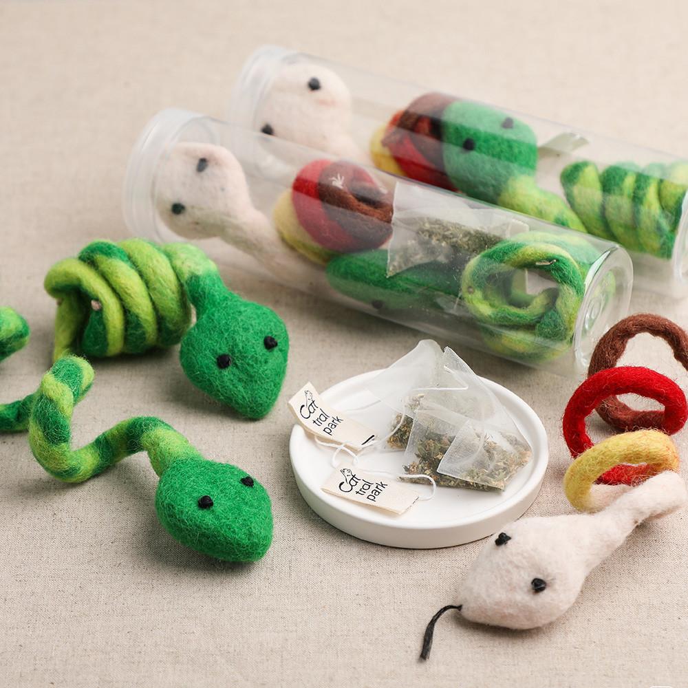 [캣트럴파크] 뱀뱀이 뉴질랜드산 100%양모 장난감  고양이 장난감 캣토이