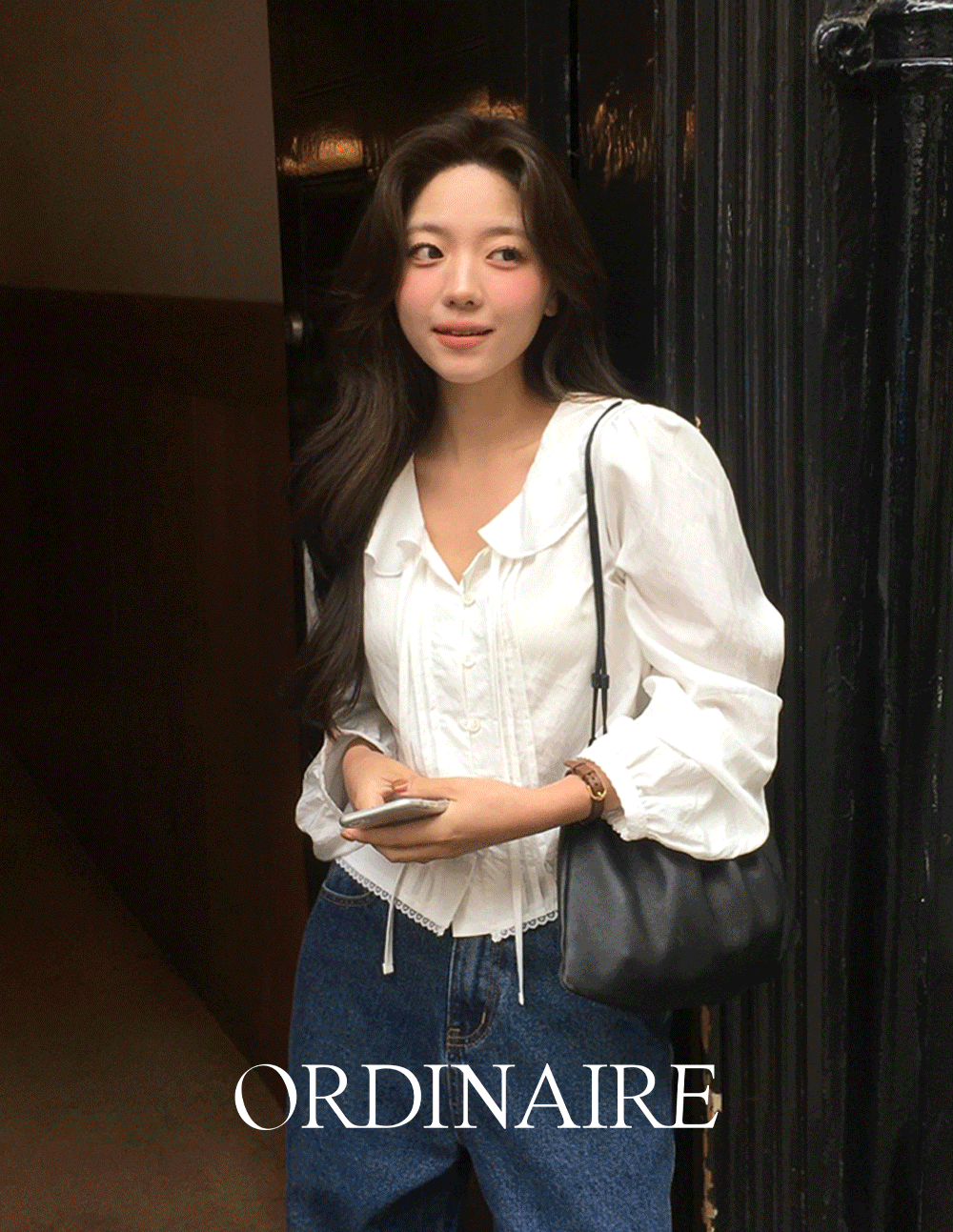 가내스라 [💗카라디테일][레이어드][ordinaire] 글리 러플 블라우스 (2color)