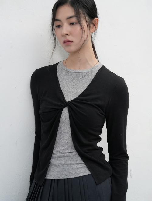 레이어드 트위스트 티셔츠 [BLACK] / WBE3L01502