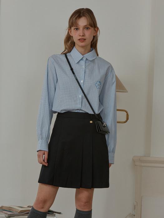 STRIPE FLOWER LOGO SHIRT_BLUE