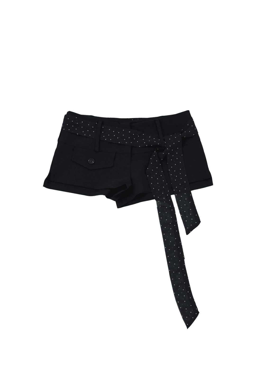 [Pink orchid house] Dot belt shorts (3color) (Black)