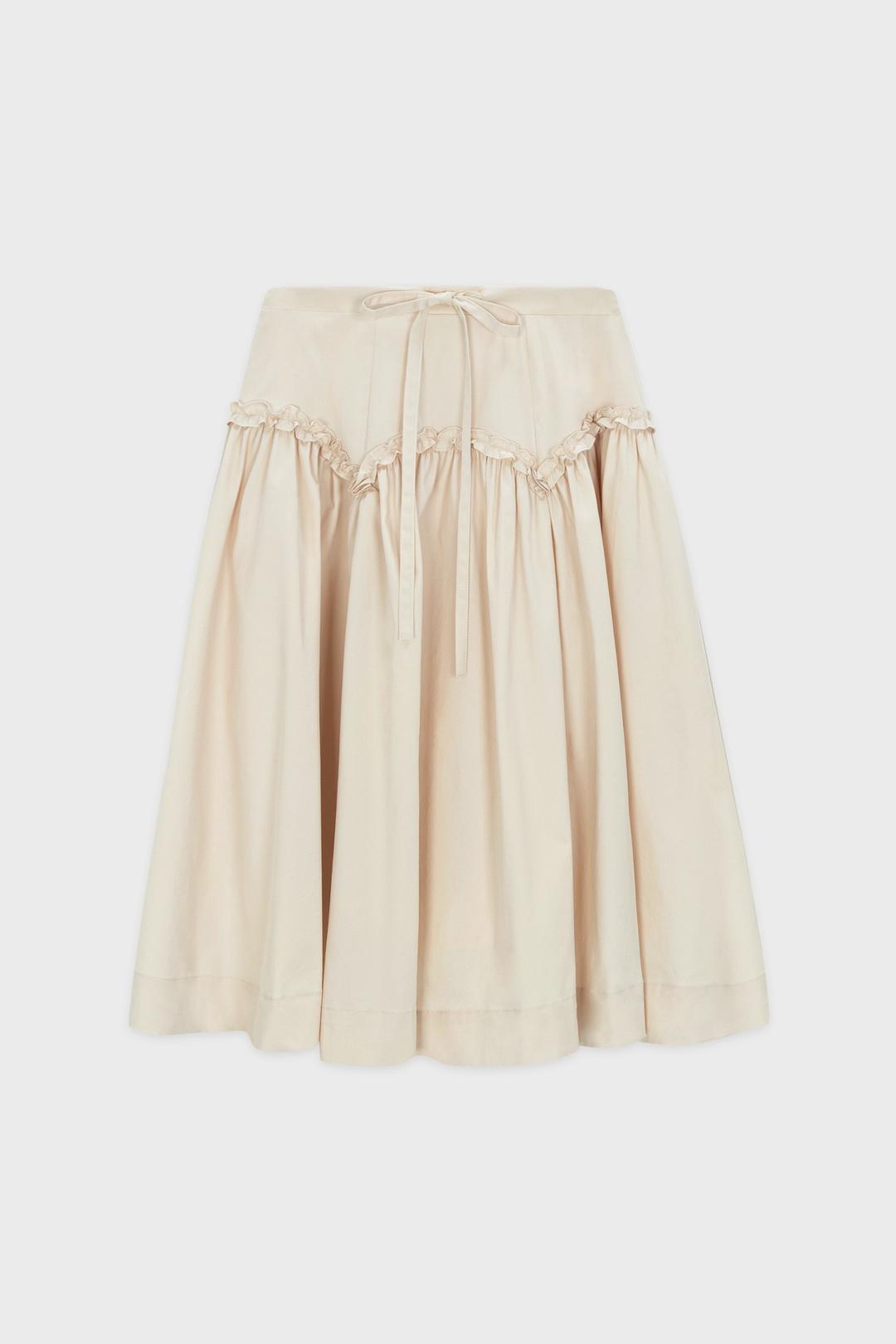 Frill Midi Skirt (Young Beige)